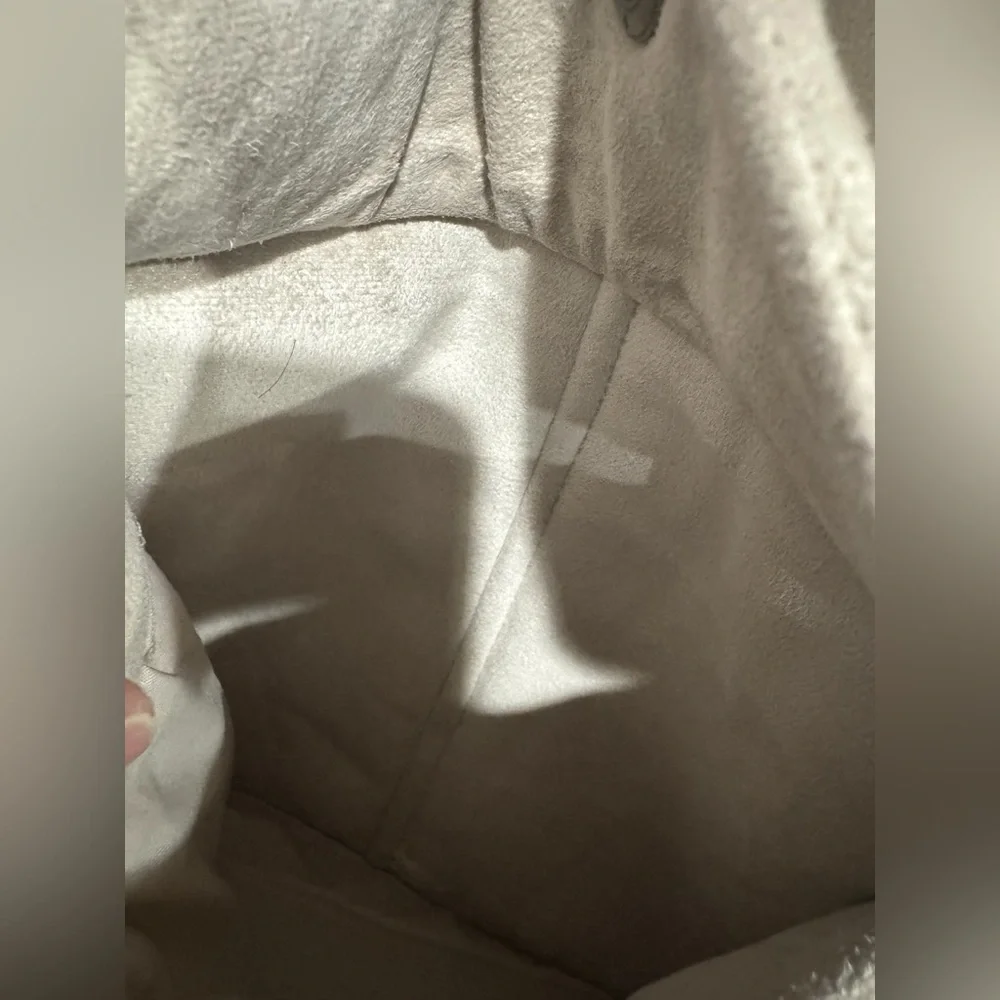 CROFT & BARROW Beige Faux Fur & Suede Hooded Coat - Picture 4 of 8